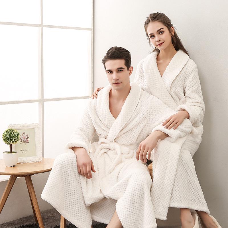 Lounge Robes Autumn and Winter Thickened Facecloth Bebe Velvet Couple Robe Plus Large Size Comfortable and Elegant Fixed Belt Bathrobe Simple Bathrobe