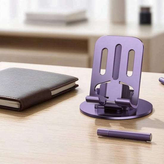 Phone Holder Foldable 360 Rotation Adjustable Desk Stand Metal Anti-Slip Silicone Pad Bracket for Phones Tablets