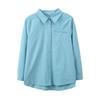 Large size women's clothing simple temperament long-sleeved shirt spring new design lapel top 132008