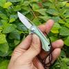 Damascus Folding Knife Pocket Titanium Handle Keychain Mini Knife Outdoor Camping Necklace Knives Hand Tools