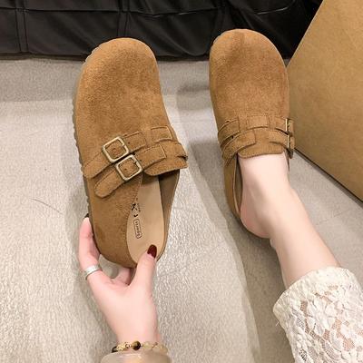 Ретро мода универсальная женская весенняя матовая толстая подошва внутренняя высота 4 см одна педаль сумка голова тапочки