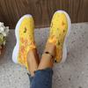 Plus Size Women's Shoes Spring Breathable Sports Casual Shoes Rhinestones Rainbow Shiny Fly Knitted Shoes Platform Running Shoes Women