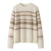 2025 Women's Round Neck Cashmere Sweater - Versatile Color Block Knitwear