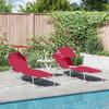 Sun Lounger 2 pcs Red 58 x 188 x 77 cm Polyester