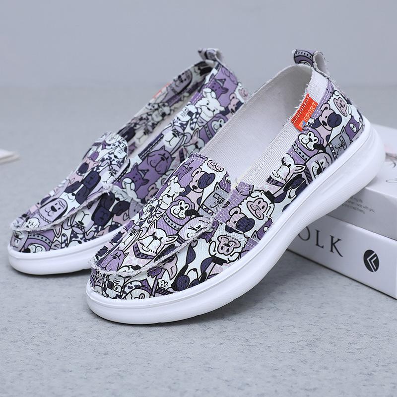 Модные универсальные парусиновые туфли 2025 новинка старые пекинские тканевые туфли нескользящие дышащие женские туфли на мягкой подошве удобные ленивые туфли