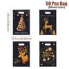 10/25/50Pcs Mixed Golden Elk Christmas Series Party Gift Tote Bag Opp Glitter Gift Bag Candy Bag Plastic Gift Return Bag