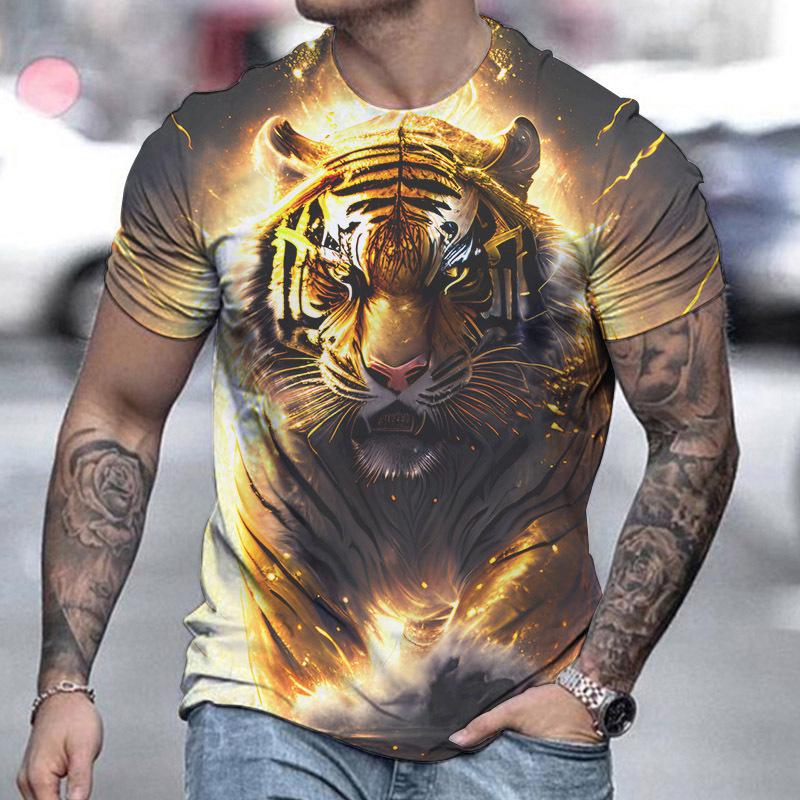 Мужская футболка с животным 3d принтом тигра, модная мужская уличная дизайнерская толстовка Harajuku с короткими рукавами, свободные негабаритные футболки