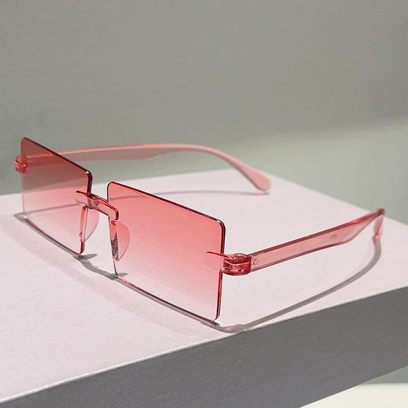 KAMMPT Rimless Rectangle Sunglasses Men New Fashion Gradient Outdoor Shades Women Trendy Simple Beach Vacation Decor Sun Glasses