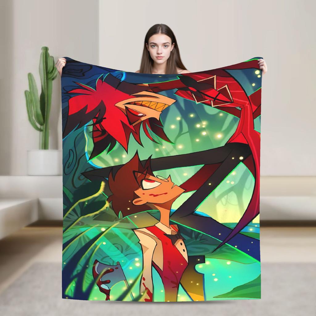 Vox Alastor Hazbin Hotels Blanket Super Soft Graphic Plush Throw Blanket For Girls Boys Living Room Flannel Bedspread Bed Cover