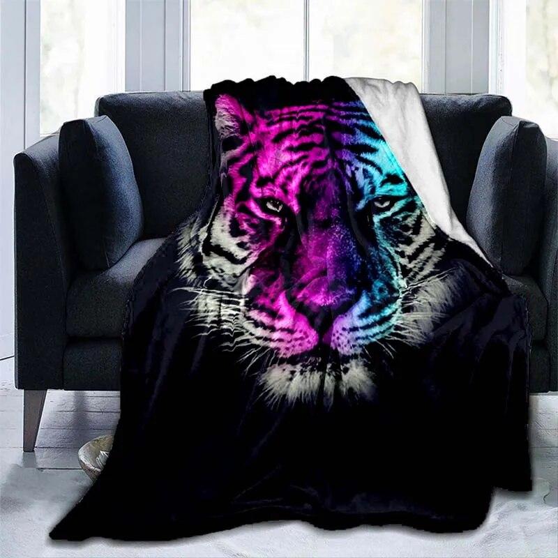 Фланелевое одеяло с рисунком тигра и животного, покрывало для дивана, мягкое теплое одеяло для взрослых, дорожное одеяло, охлаждающее одеяло