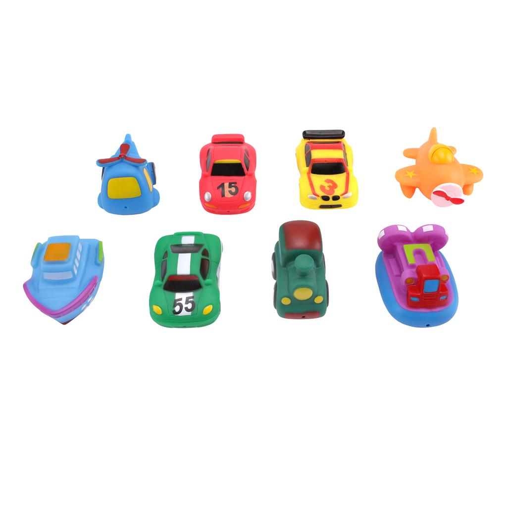 8 Pack Floating Bath Toys Rubber Floating Boat Vehicle Aircraft Bath Squirt Toys for Baby or Kids