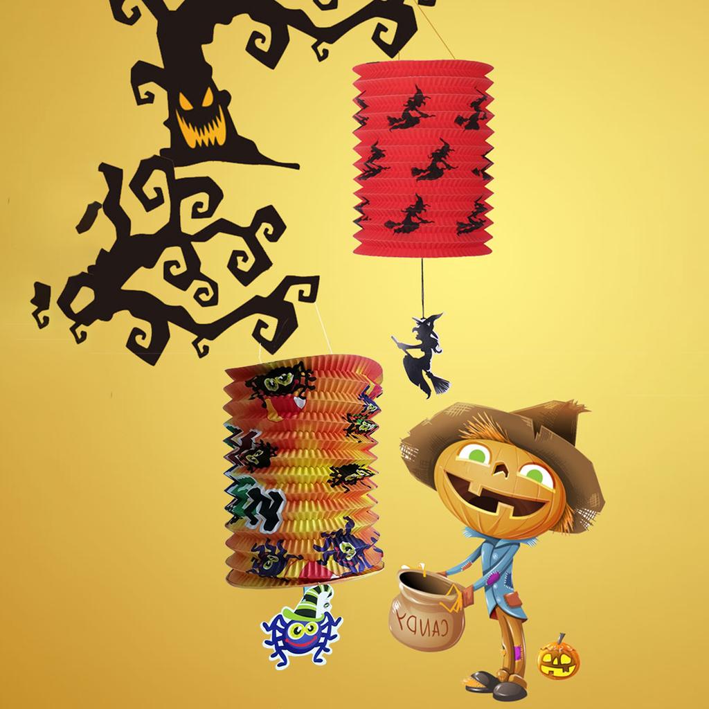 Craft LEDs Paper Hangings Lantern Foldable Decorative Design Festival Decoration for Halloweens