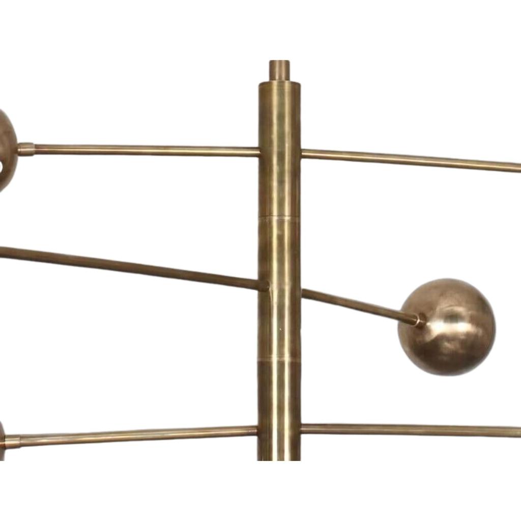 3 Light Counterball Pendant Mid Century Modern Raw Brass Sputnik Light Fixtur