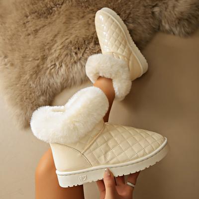 Зимние ботинки на толстой платформе для женщин, нескользящие полусапожки из искусственной кожи, удобные женские теплые полусапожки с подкладкой из искусственного меха