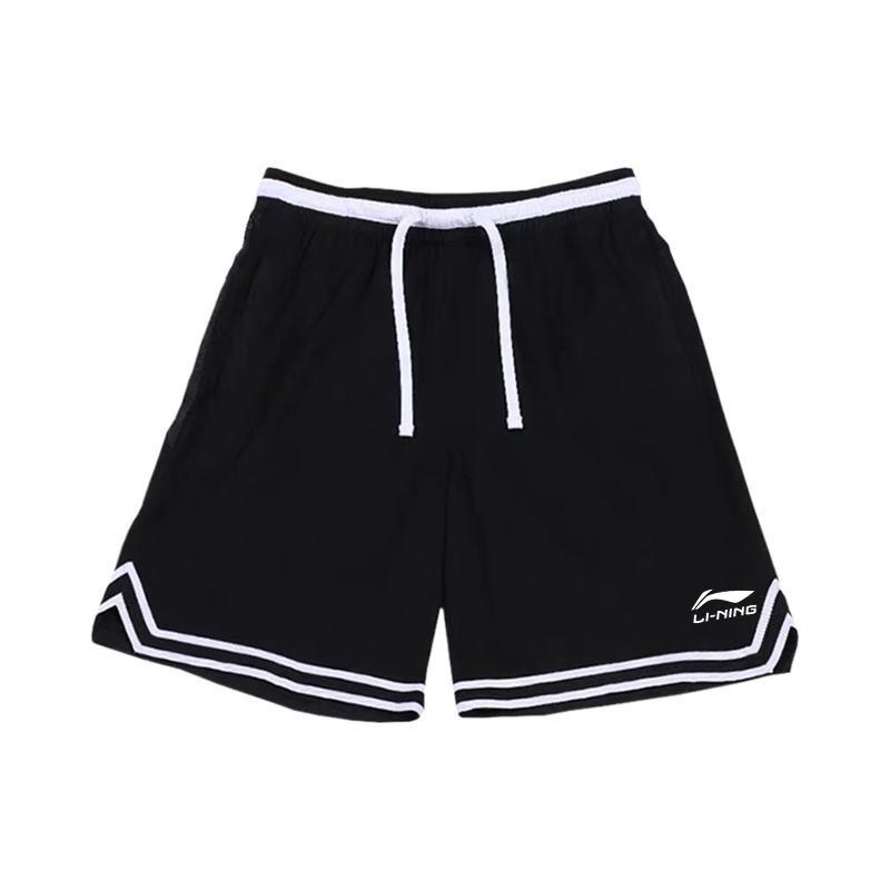 Li-Ning Logo Drawstring Casual Sports Shorts Men Bottoms Black AAPS097-1