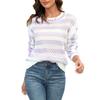 Осень 2023, женский повседневный полосатый свитер с круглым вырезом и длинными рукавами, пуловер большого размера, свитер