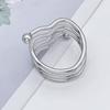 6 pieces Gold/Silver Heart Shape Spring Napkin Ring Double-bead Design Table Towel Holder  Banquet
