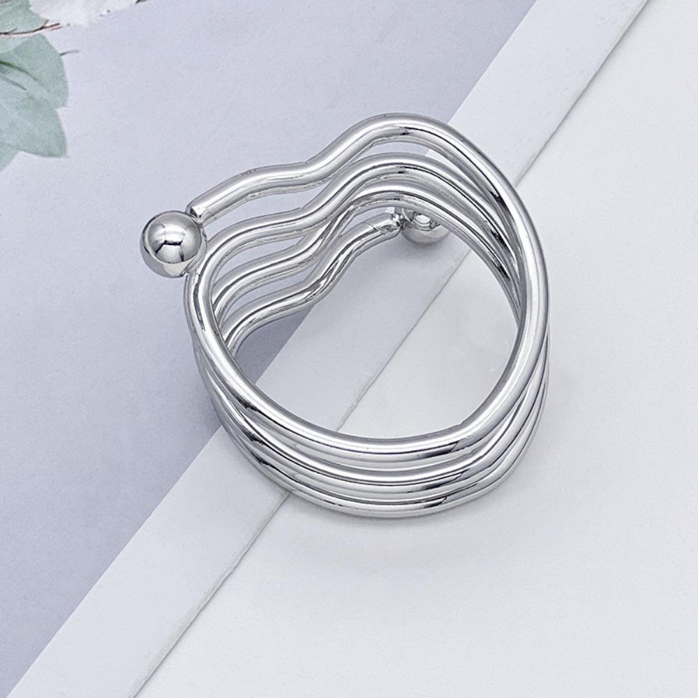 6 pieces Gold/Silver Heart Shape Spring Napkin Ring Double-bead Design Table Towel Holder  Banquet