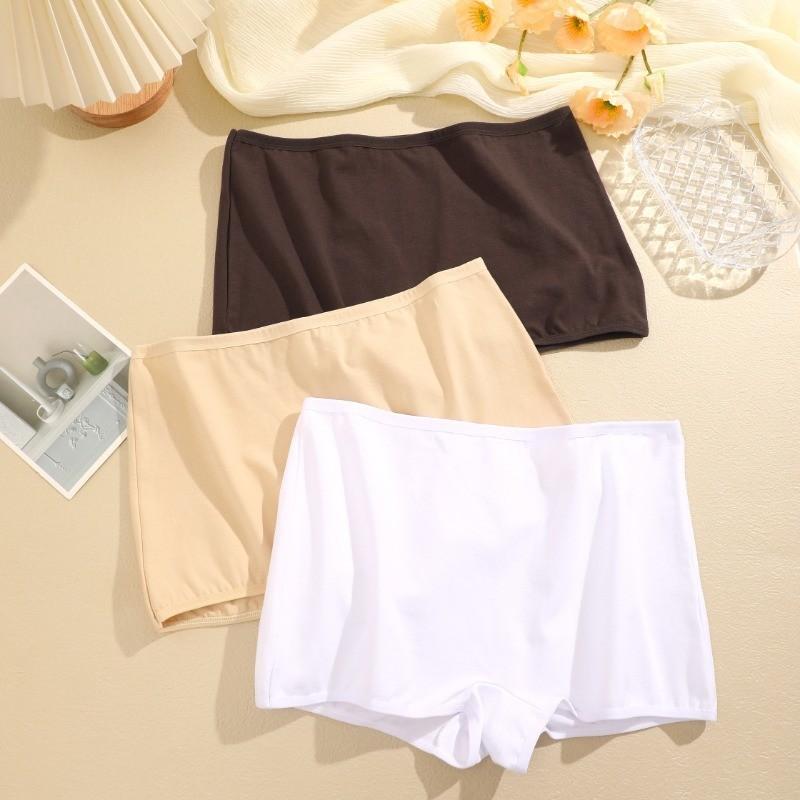 FINETOO Безопасные трусики для женщин, хлопковые боксеры, нижнее белье со средней посадкой, однотонные трусы