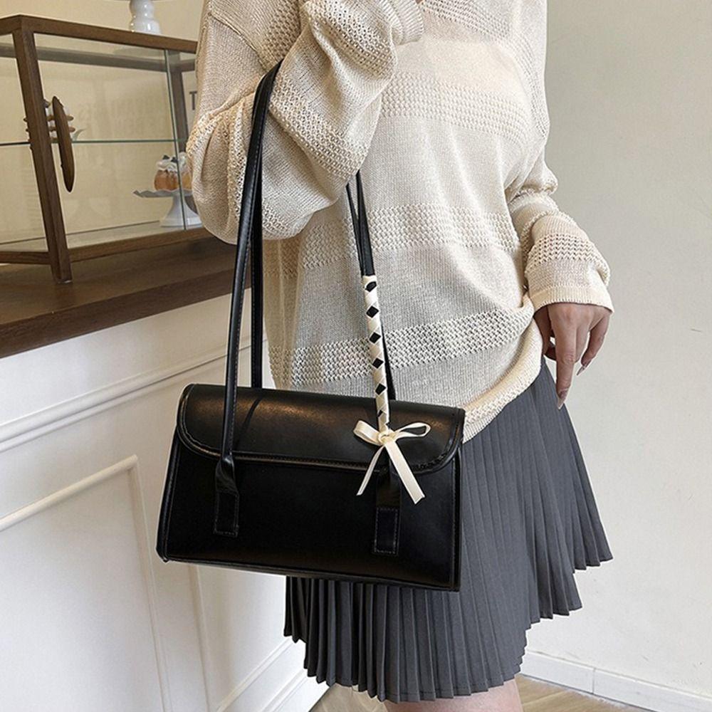 Leisure Large Capacity Underarm Bag Pu Leather Women's Handbag Bow Ribbons Shoulder Bag Popular