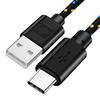 1М/2М Быстрый плетеный кабель Type-C USB для зарядки и передачи данных, многоцветный