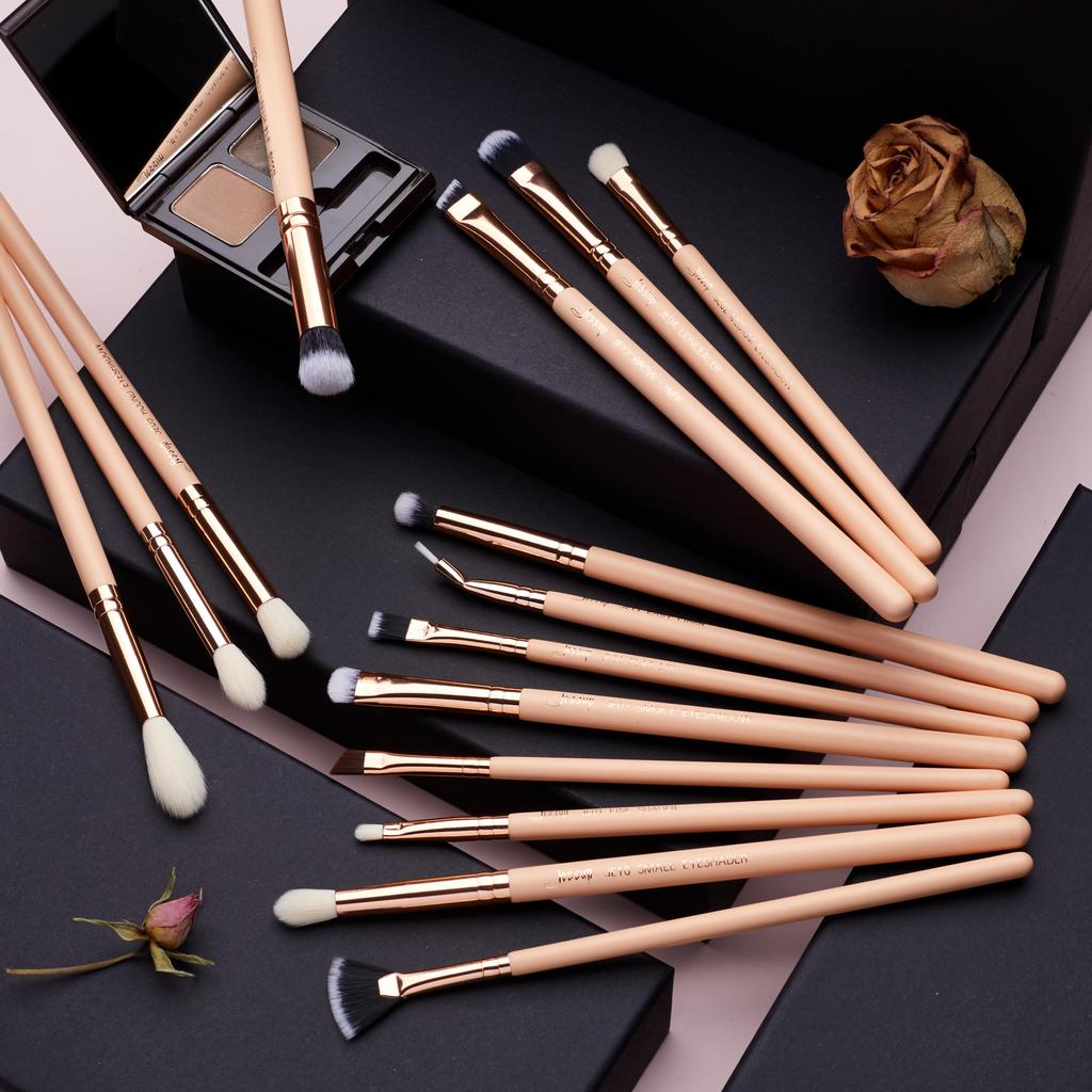 Набор профессиональных кистей для макияжа, 15 шт (Peach Puff/Rose Gold)