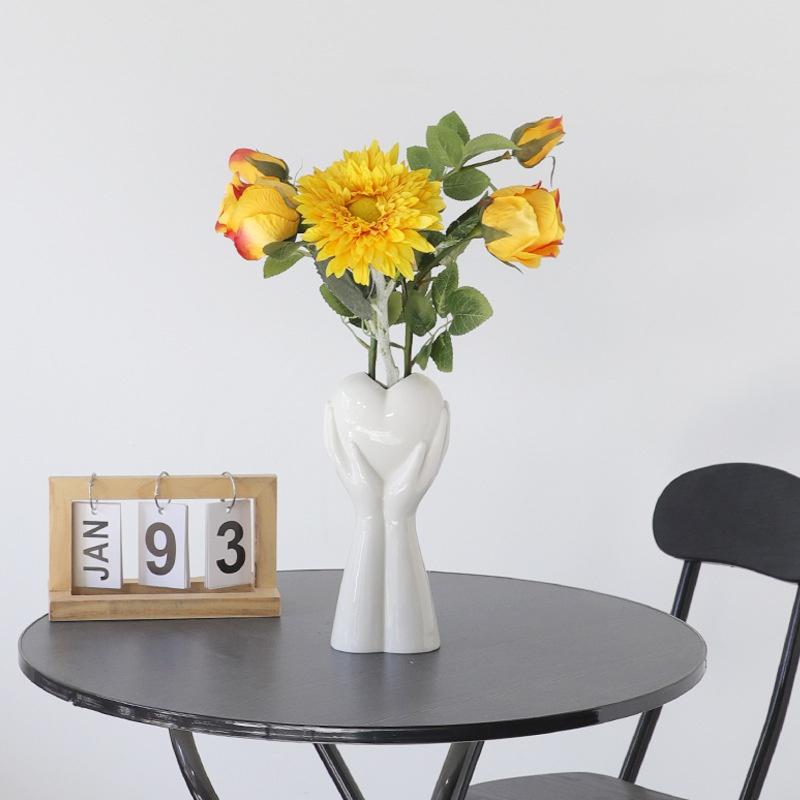 Креативная художественная ваза, керамическая гидропонная ваза, украшение для сухих цветов, цветочная композиция, домашний декор, настольный художественный орнамент