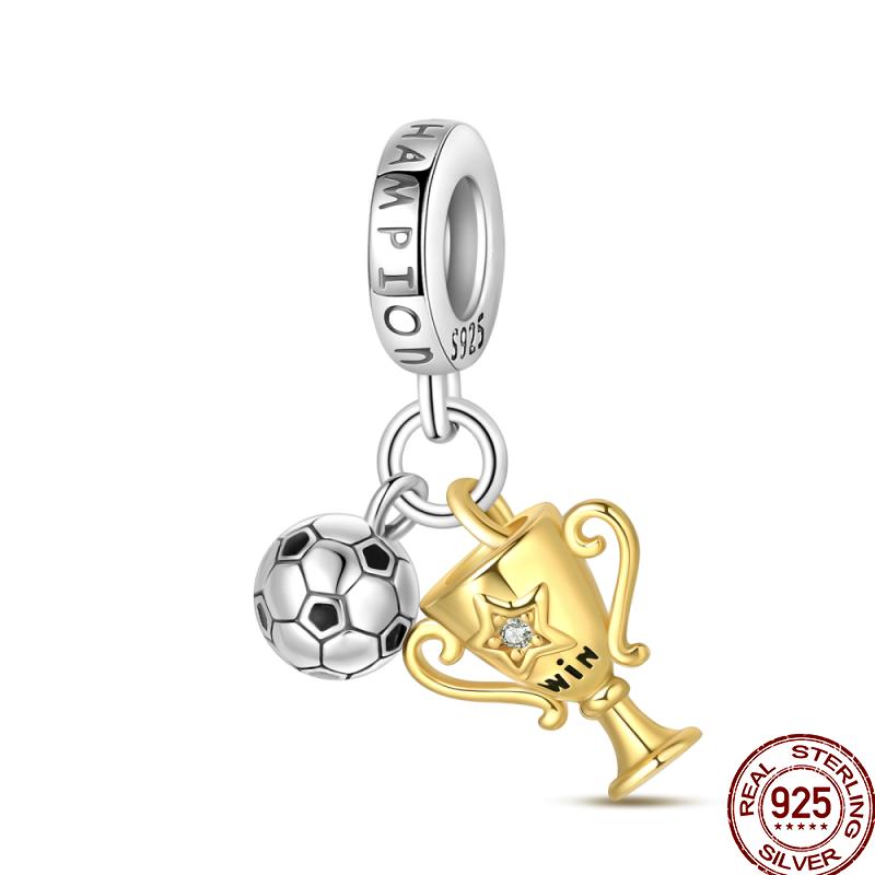 American Sports Series Copper Badminton Baseball Football Pendant Beads Suitable For 3Mm Original Bracelet Diy