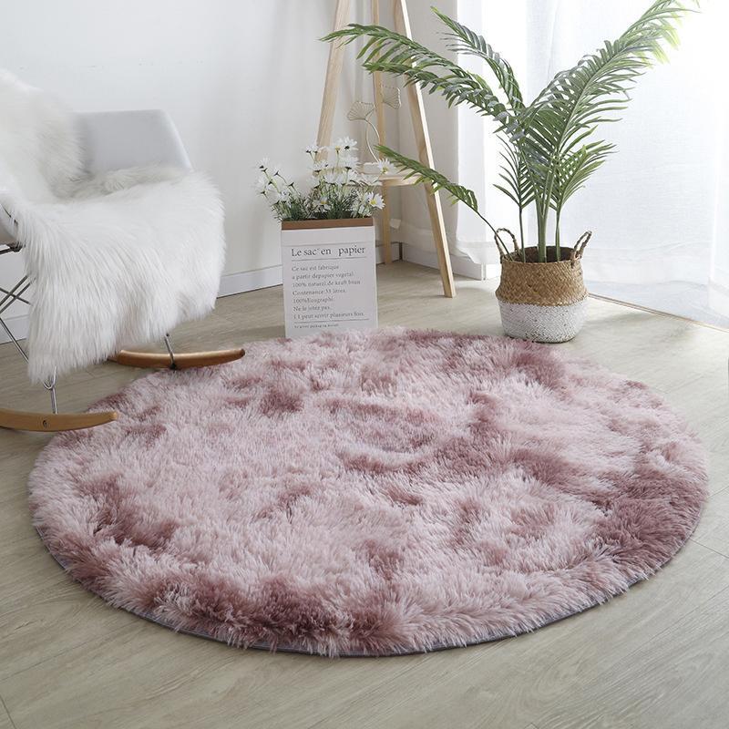 Плюшевый круглый ковер оранжевый тай-дай градиентный игровой коврик скандинавский декор круглый ковер для девочек мягкий милый коврик для стула ковер для спальни