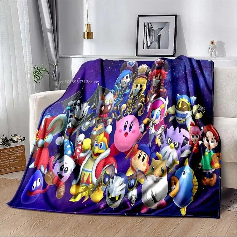 Kawaii Kirbys фланелевое одеяло подарок для детей девочек розовый мультяшный художественный легкий теплый плюшевый подарок на день рождения