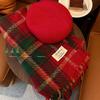 New Christmas Atmosphere, Red Fringed Plaid Scarf, Women's Autumn and Winter High-end Warm Shawl