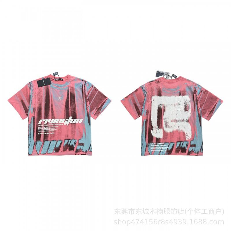 RRR123 Washed Vintage Streetwear Graphic Tee Unisex Loose Fit Cotton Short Sleeve T-Shirt