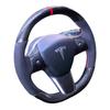 Ручная вышивка Замша Углеродное волокно Чехол на руль автомобиля Для Tesla Model 3 2017- DIY Чехол на руль автомобиля