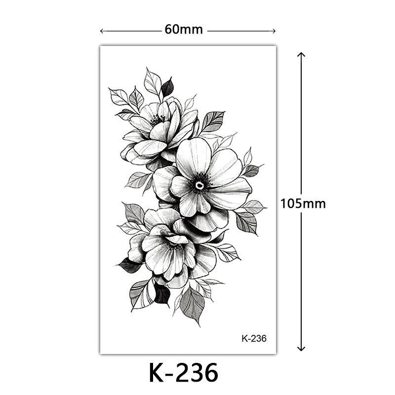 English Letter & Flower Butterfly Tattoo Stickers - Waterproof & Sketch Line Design