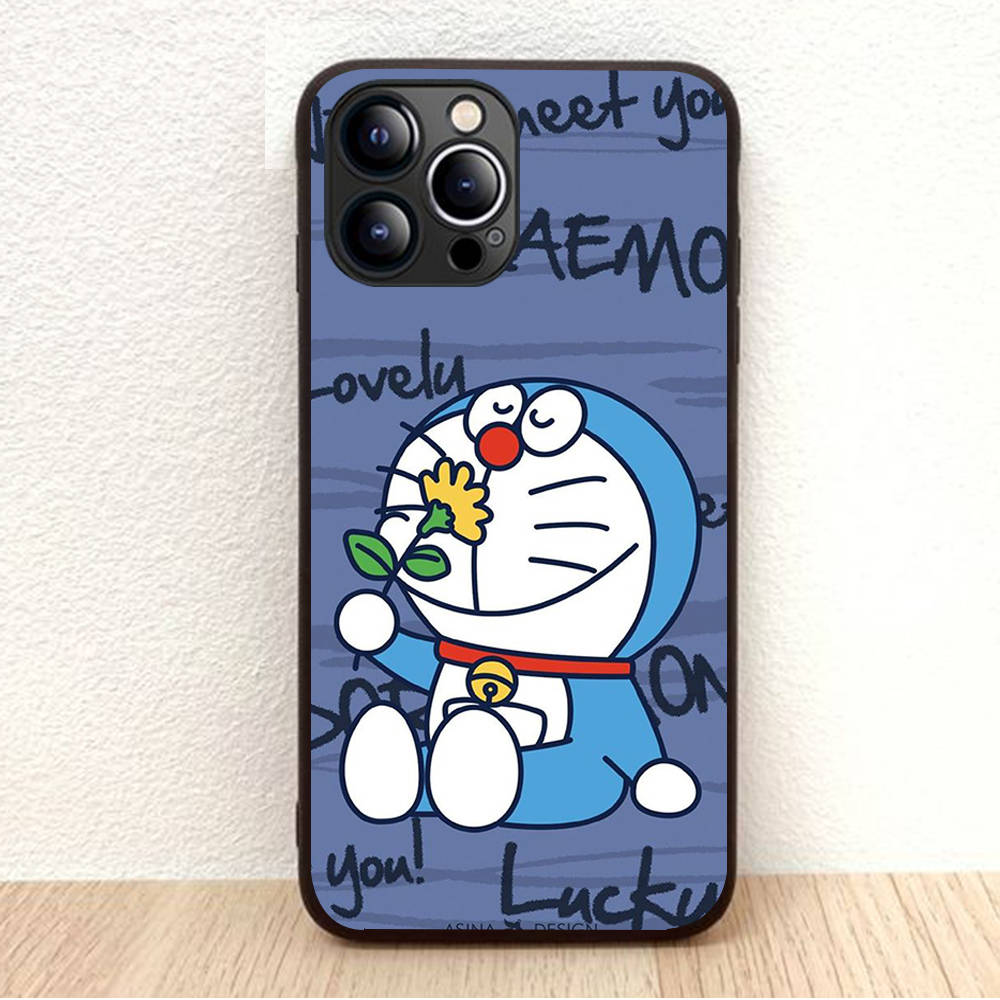 BW-21 Doremon Soft Black Case for iPhone XR 14 15 11 12 13 6 7 8 X XS Pro Max Samsung S22 S23 S21 S24 FE Ultra S8 Plus