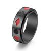 Men's Creative Poker Card Rotatable Titanium Steel Ring - Black Red Club Diamond Design