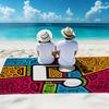 European American Style Artistic Printed Oversized Soft Beach Towel Colorful Geometric and Music Note Print Pattern
