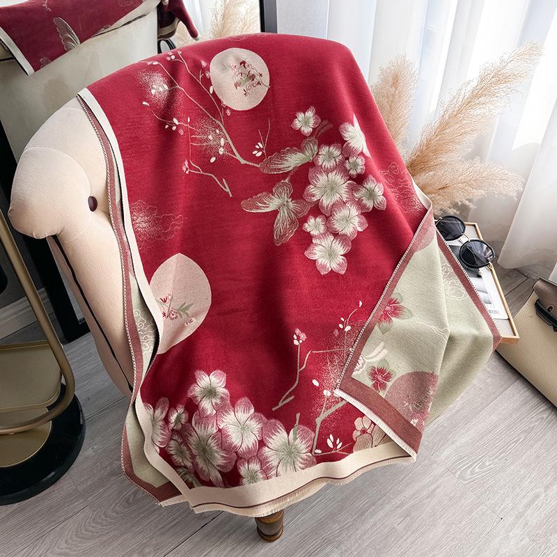 Зимний шарф из искусственного кашемира с принтом, теплый, женский, высококлассный, с темпераментом, универсальная шаль, шарф двойного назначения