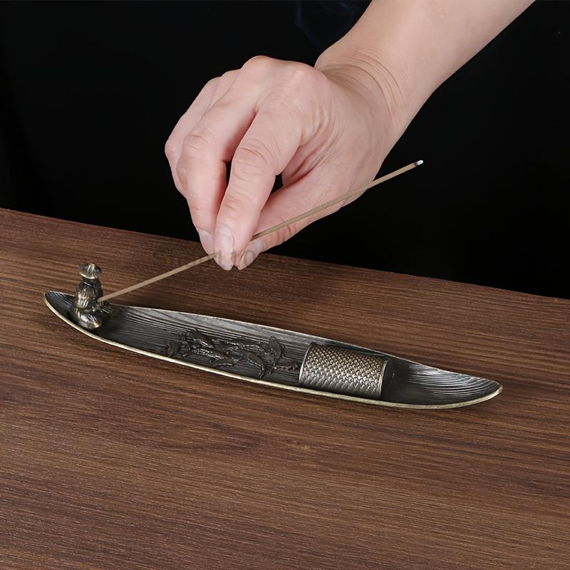 Креативная подставка для благовоний Ароматерапевтическое украшение Подставка для благовоний Лодка Старики рыбачат Японский стиль Подставка для аромапалочек Домашний декор