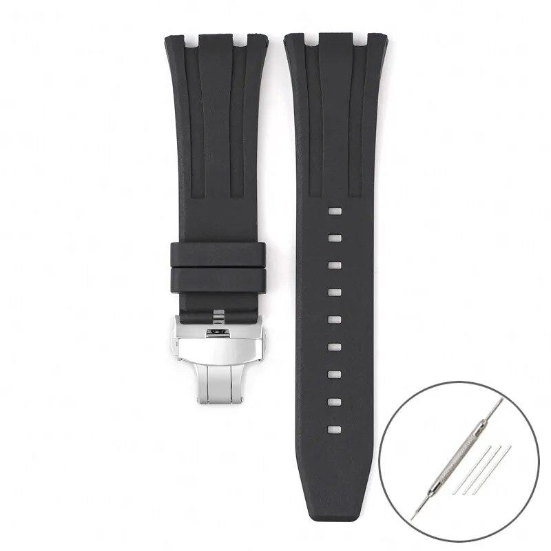 Ремешок из фторкаучука для Audemars Piguet Royal Oak 15400 15500 26331, мужской мягкий ремешок с пряжкой-бабочкой из FKM, сменный ремешок для часов AP 26 мм