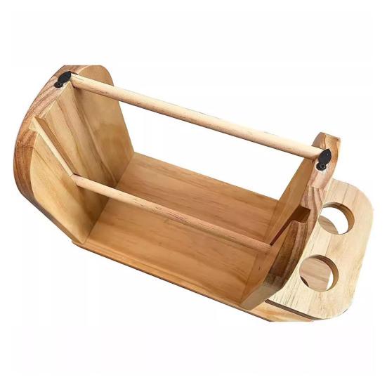 Wooden Yarn Holder Horizontal Yarn Ball Holder Double Revolving Yarn Storage Organizer