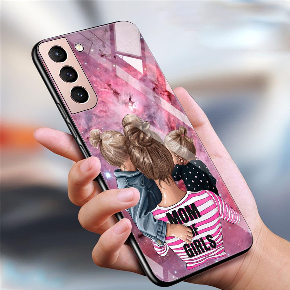 Чехол из закаленного стекла для девочек, супер мам, женщин, для Samsung Galaxy S21 S20 FE Note 20 Ultra 10 Lite 9 S10 S9 Plus S10e