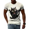 Animal T Shirt For Men Summer Short Sleeve Cat Print T-Shirt Fashion Streetwear Oversized Clothing Casual Crew Neck Pullover