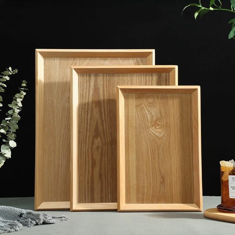 Японский Fraxinus Mandshurica деревянная подставка для торта, прямоугольный поднос для десерта, кухонный поднос для хранения, изысканный поднос для чая