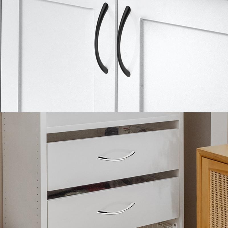 Ручка для двери шкафа из цинкового сплава, простая изогнутая ручка для ящика, многофункциональная ручка для гардероба, обувницы, мебельная фурнитура
