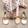 Gentle Wind Commuter Single Shoes Flat Bottom One Pedal Women's Shoes 2025 New Shallow Bow Work Shoes Mary Jane Shoes