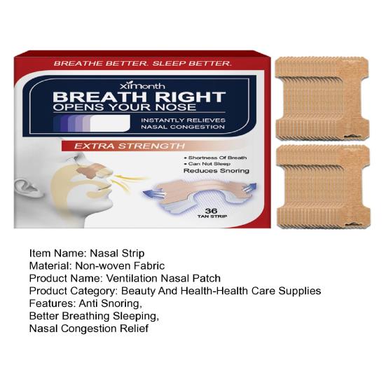 36 шт., полоски для носа, против храпа, для улучшения дыхания, для сна, для облегчения заложенности носа, дышащая нетканая ткань, набор патчей для носа