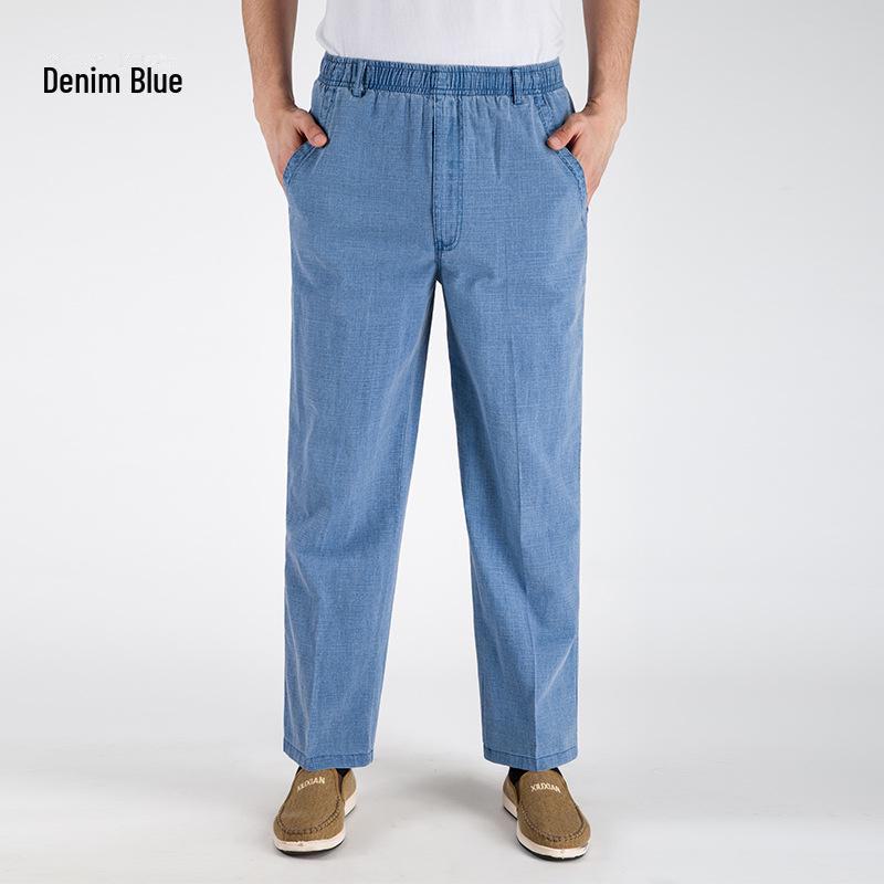 Мужские брюки из льняной смеси с высокой талией: Дышащий, повседневный летний крой