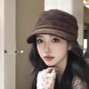 Korean Hot Style Suede Octagonal Equestrian Cap for Women - Slimming, Versatile Spring/Autumn Duckbill Design