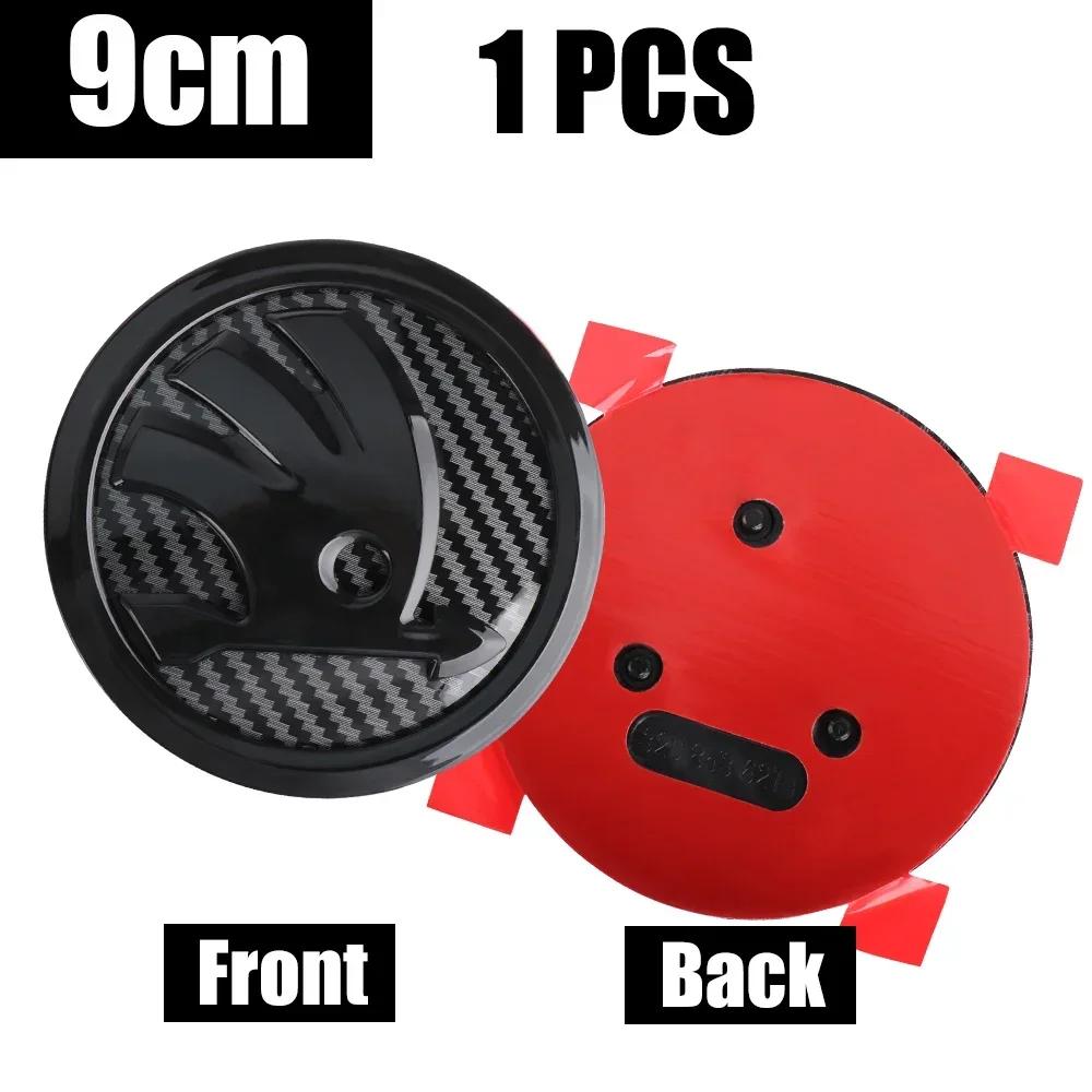 Car Sticker 2025 New 8/9/10cm Carbon Fiber Badge Car Front Hood Emblem Tail Trunk Logo Sticker For Skoda Octavia Karoq Skoda S V